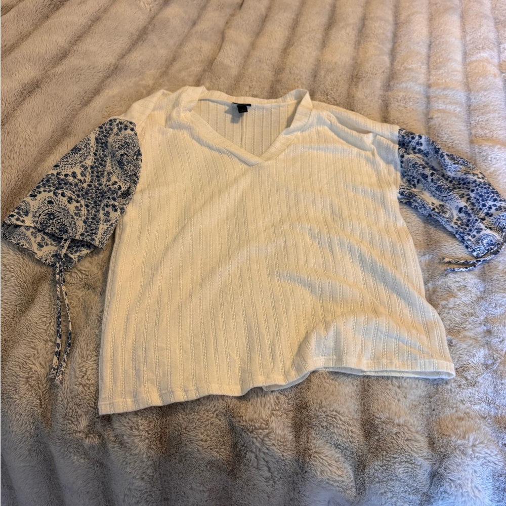 Daytrip Cream Ribbed Tie Front Blouse